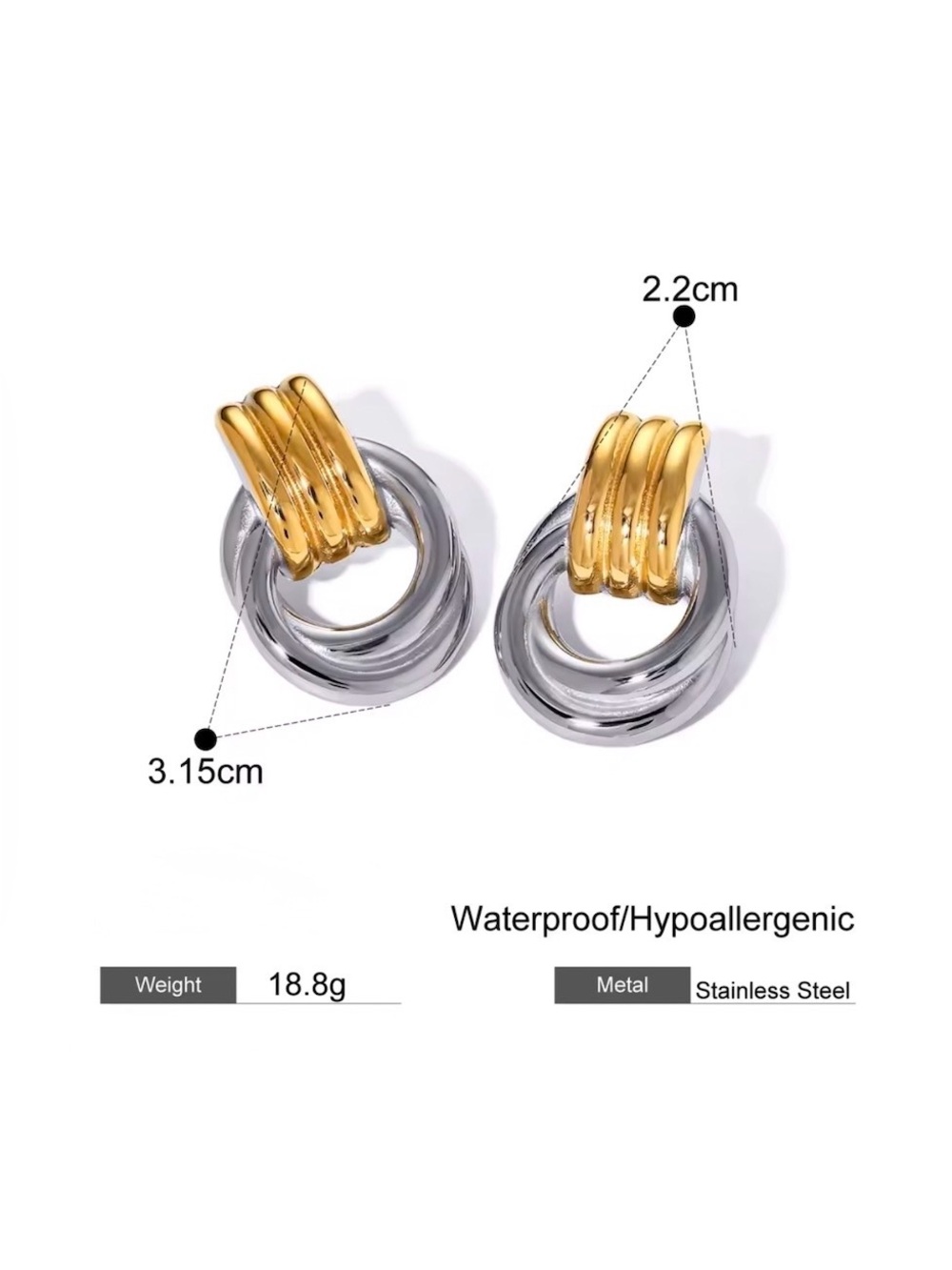 NEW Doorknocker Earrings Two-Tone Gold Silver AU19 - Picture 4 of 5